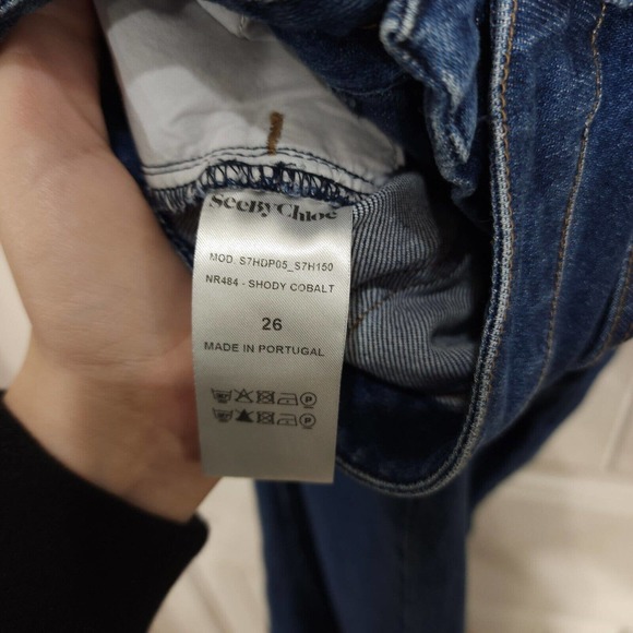 See By Chloe Womens Jeans Cropped Kick Flare Twisted Seam Scalloped Hem Sz 26 - Picture 9 of 10